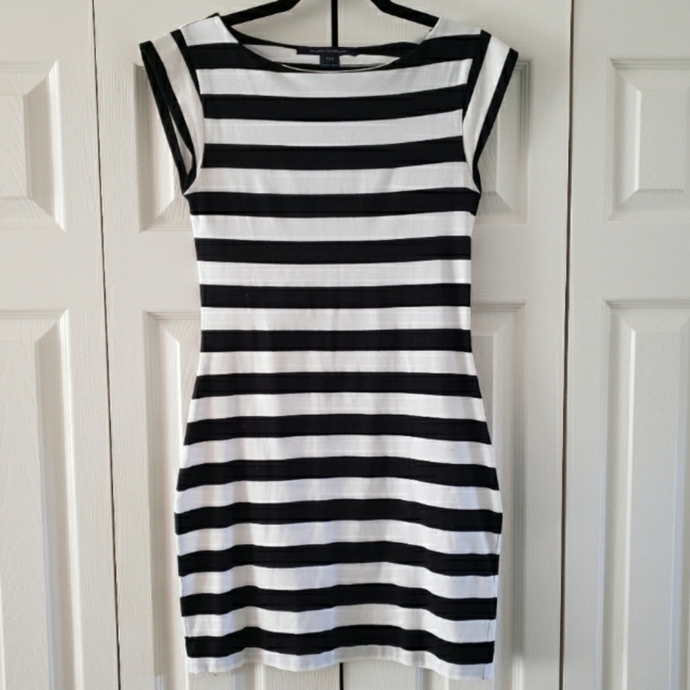 French Connection Black & White Striped Minidress